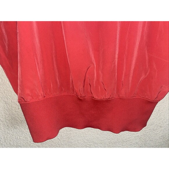 Vintage Express Red Blouse Shirt SS Loose Y2K Romantic Holiday Elastic Tummy SP - Picture 3 of 7